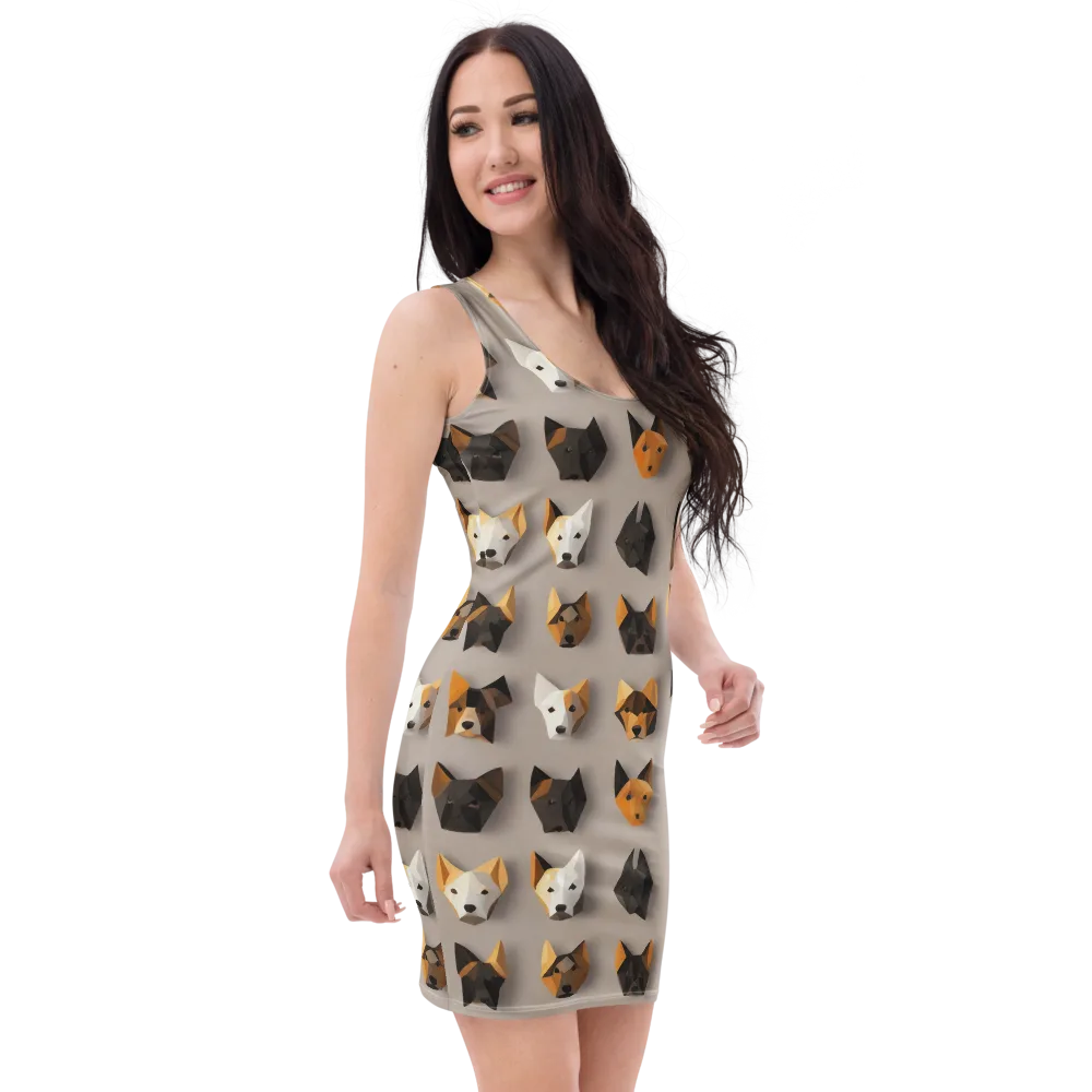 Low-poly Canine on Bodycon Dress — Right Front