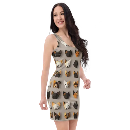 Low-poly Canine on a Bodycon Dress