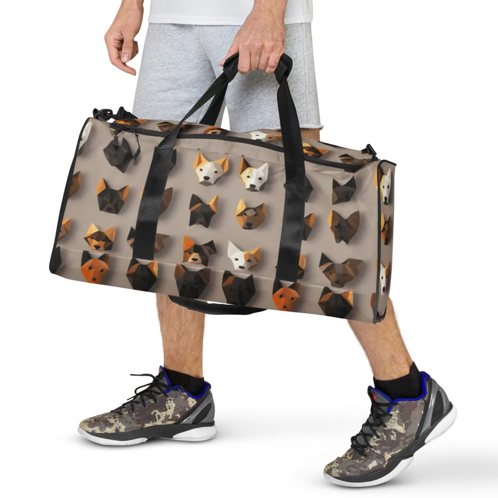 Low-poly Canine on Duffle Bag — Front