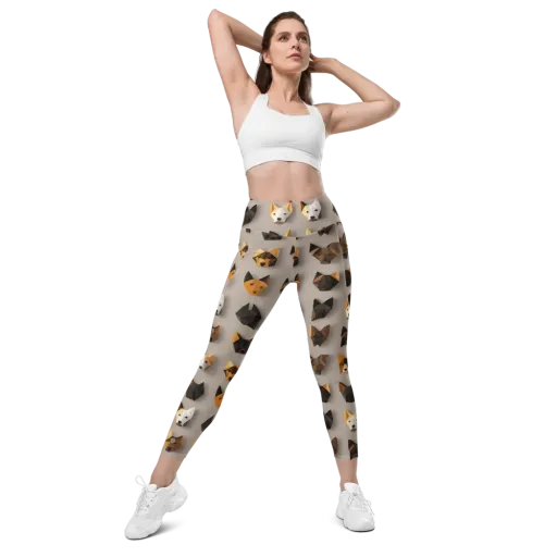Low-poly Canine on a Leggings with Pockets
