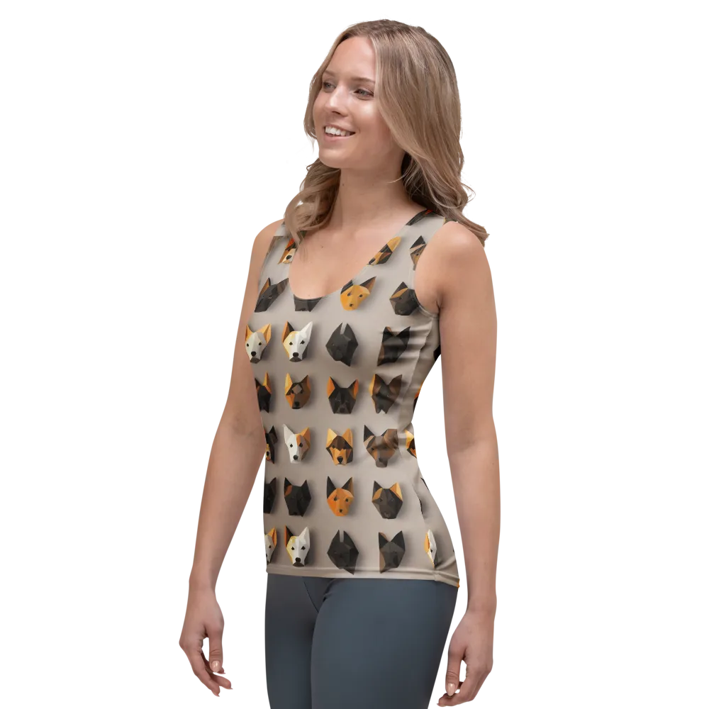 Low-poly Canine on Women's Tank Top — Left Front
