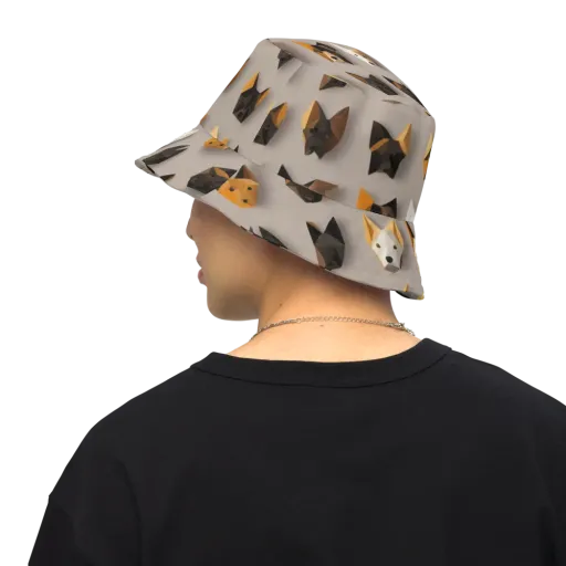 Low-poly Canine on a Reversible Bucket Hat