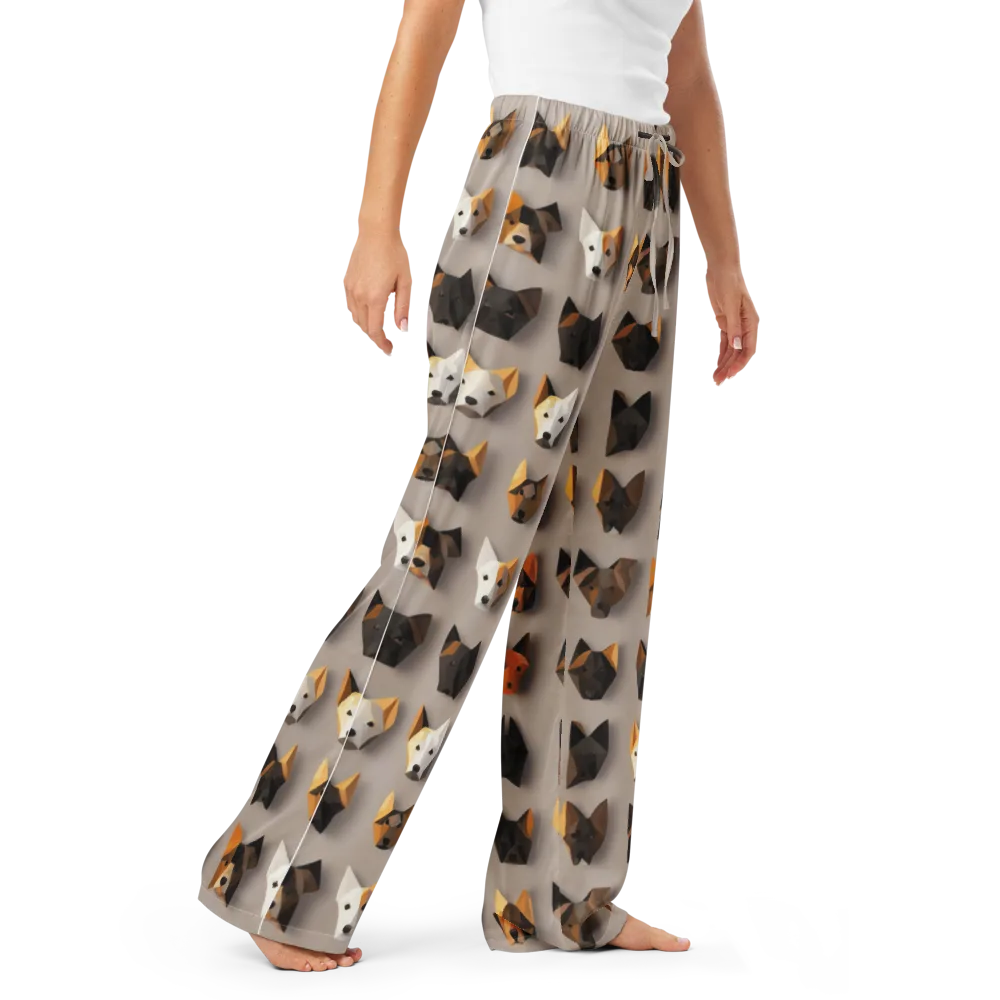 Low-poly Canine on Women's Pajama Pants — Right Front