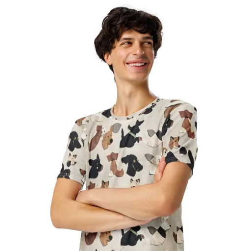 Paws And Pieces on a Men's Crew Neck T-Shirt