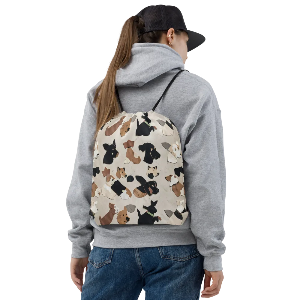 Paws And Pieces on Drawstring Bag — Front