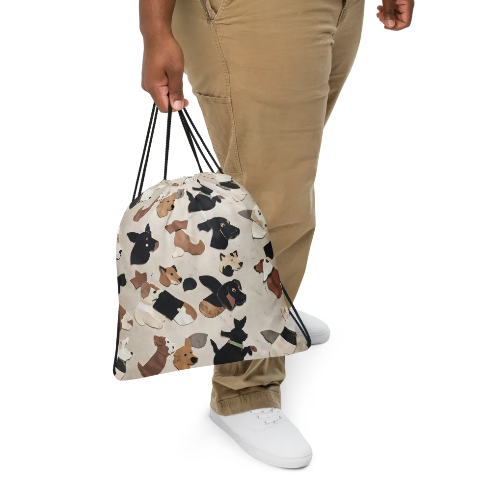 Paws And Pieces on Drawstring Bag — Front