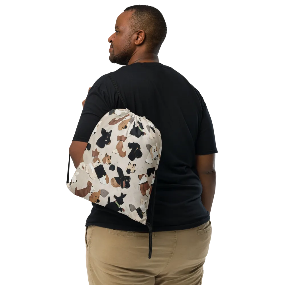 Paws And Pieces on Drawstring Bag — Front