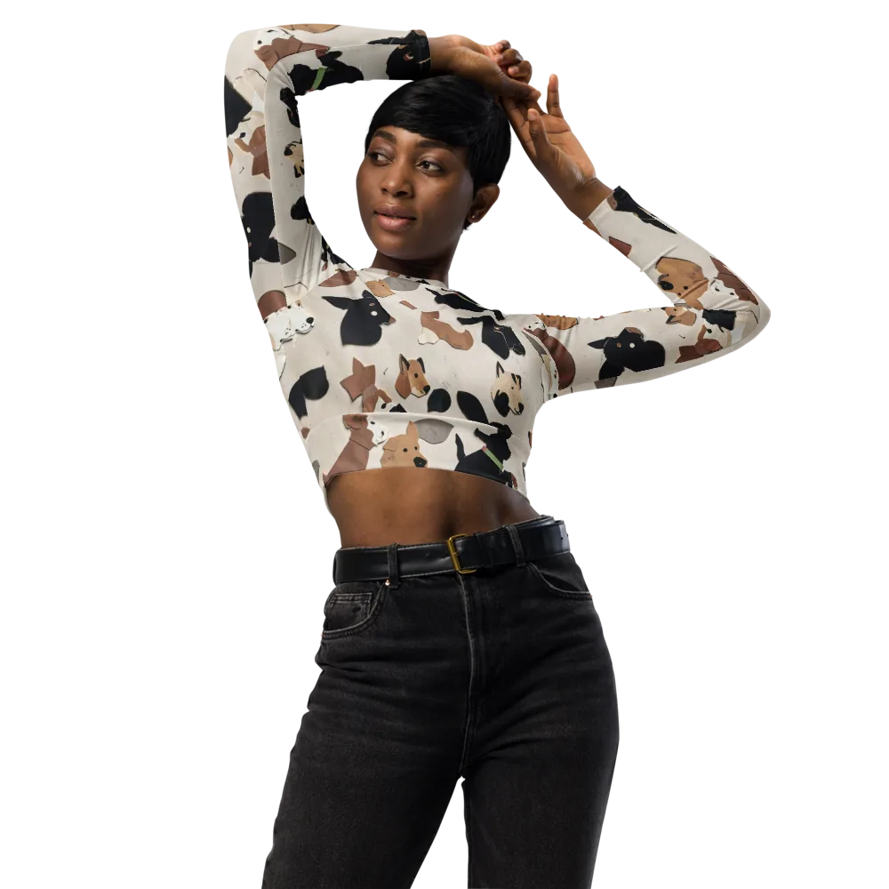 Paws And Pieces on Long Sleeve Crop Top — Front