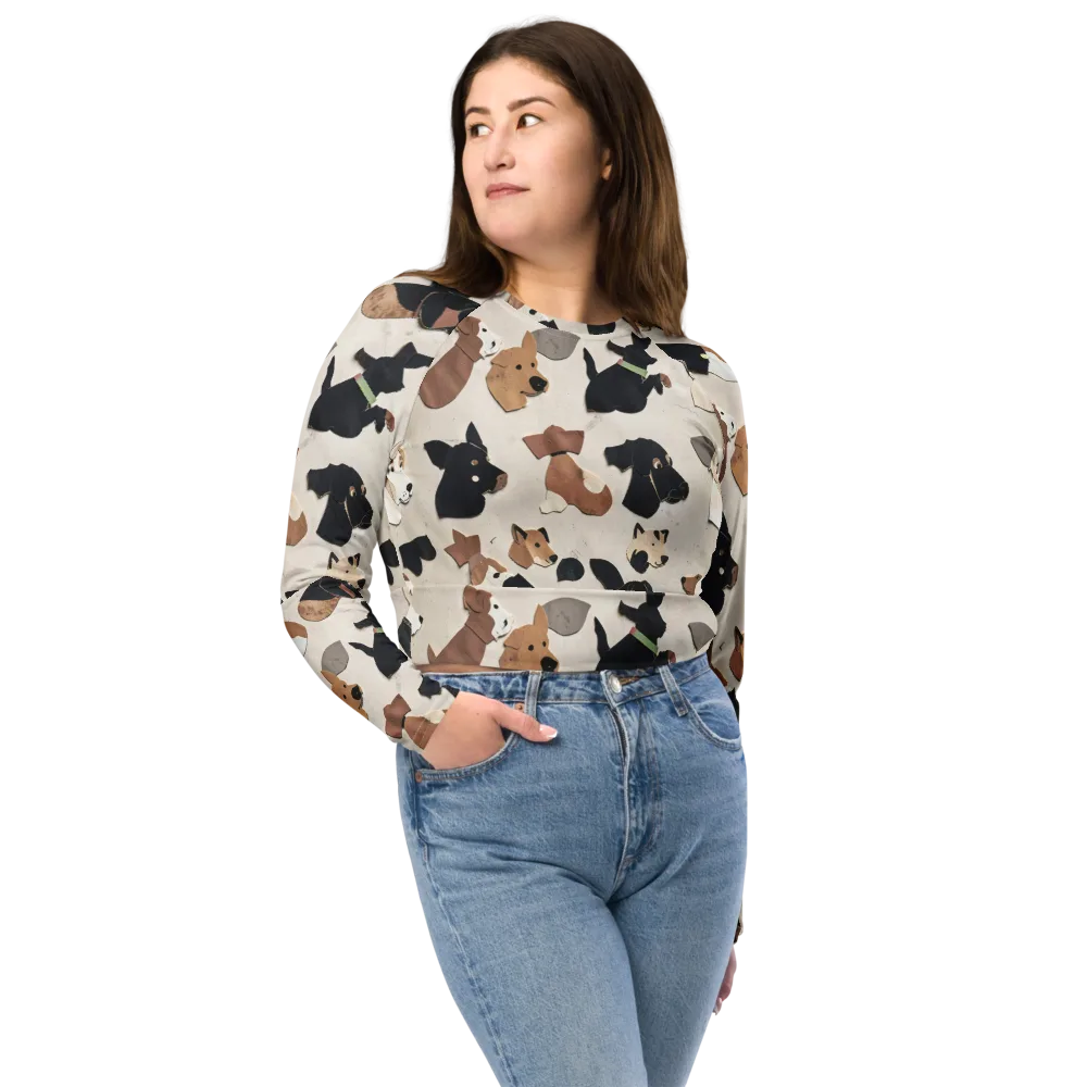 Paws And Pieces on Long Sleeve Crop Top — Front