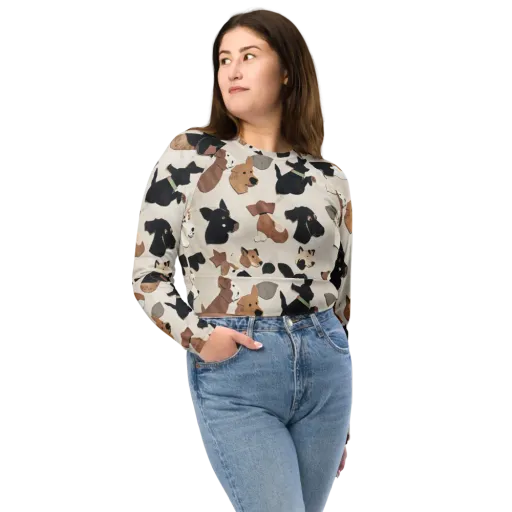 Paws And Pieces on a Long Sleeve Crop Top