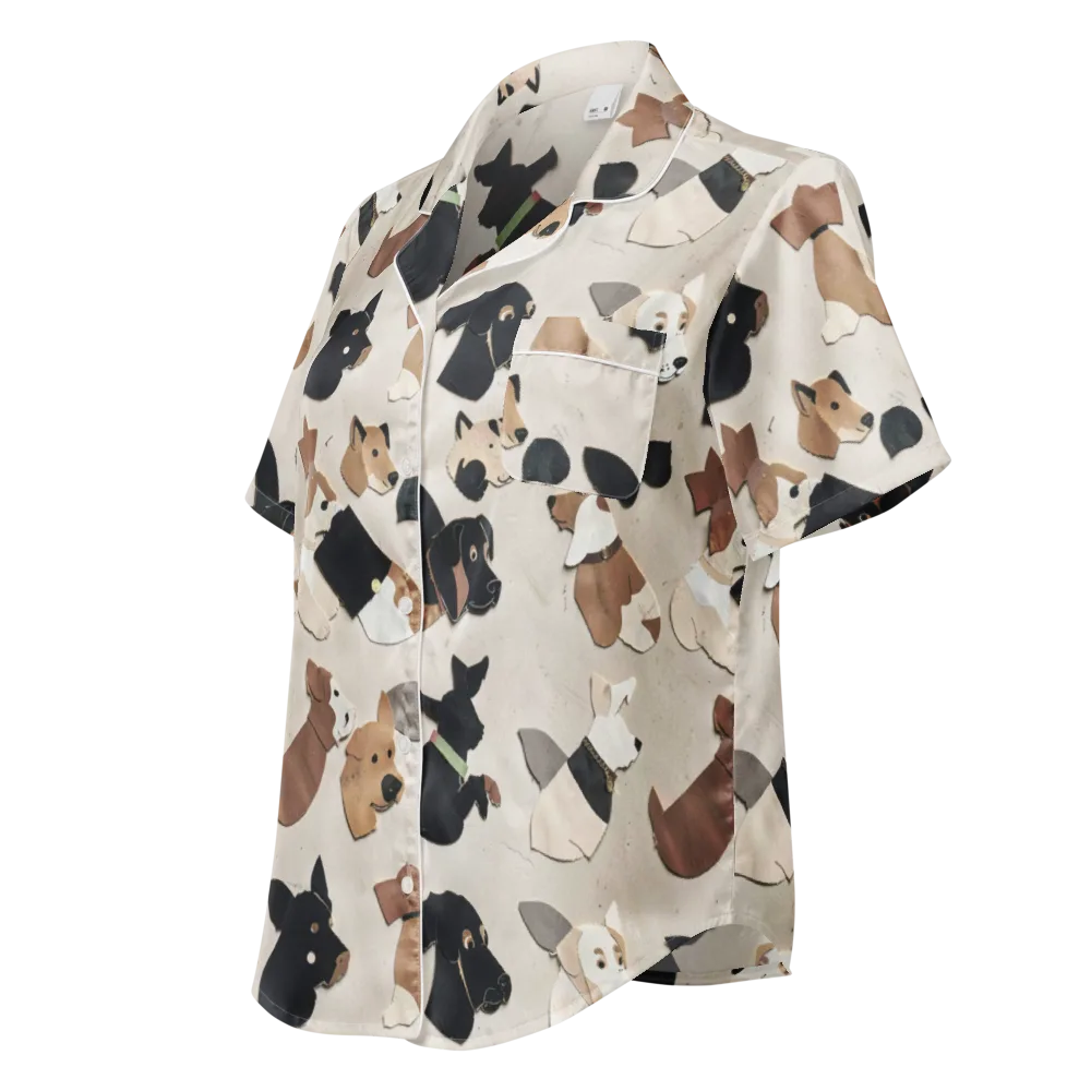 Paws And Pieces on Women's Short Sleeve Pajama Top — Left Front