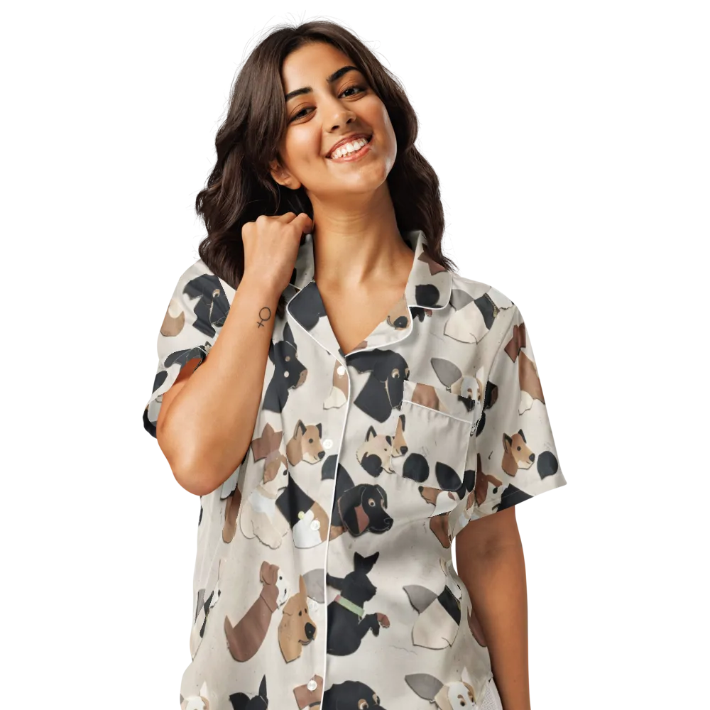 Paws And Pieces on Women's Short Sleeve Pajama Top — Front