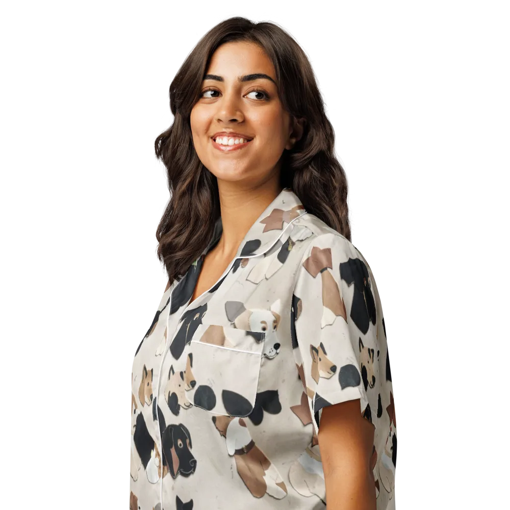 Paws And Pieces on Women's Short Sleeve Pajama Top — Left Front