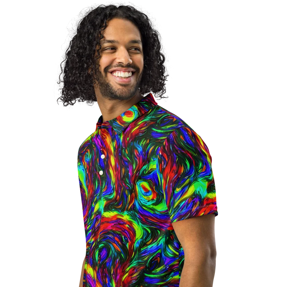 Calraet Swirl on Men's Slim Fit Polo Shirt — Left Front