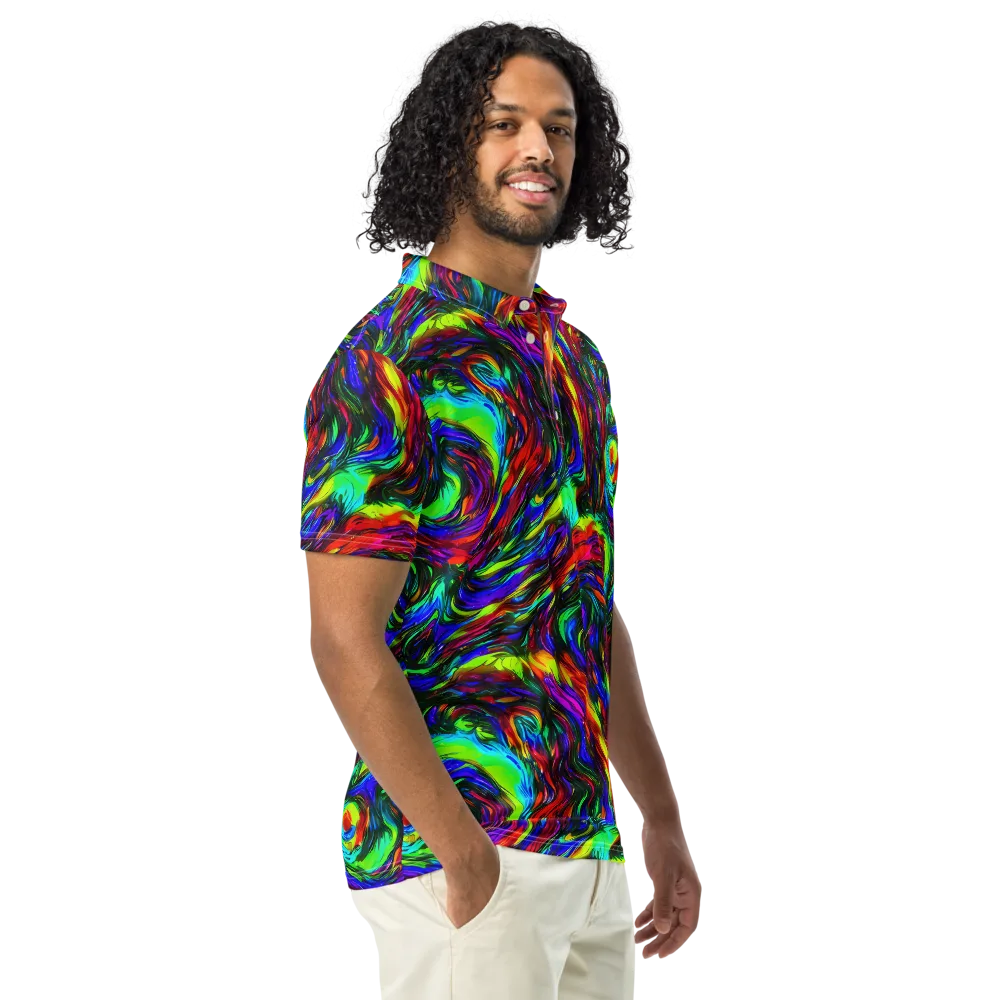 Calraet Swirl on Men's Slim Fit Polo Shirt — Right Front