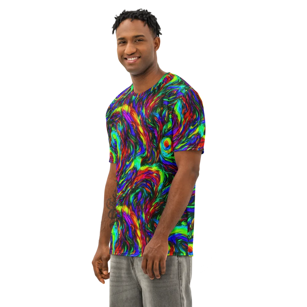 Calraet Swirl on Men's Cotton Crew Neck T-Shirt — Left Front