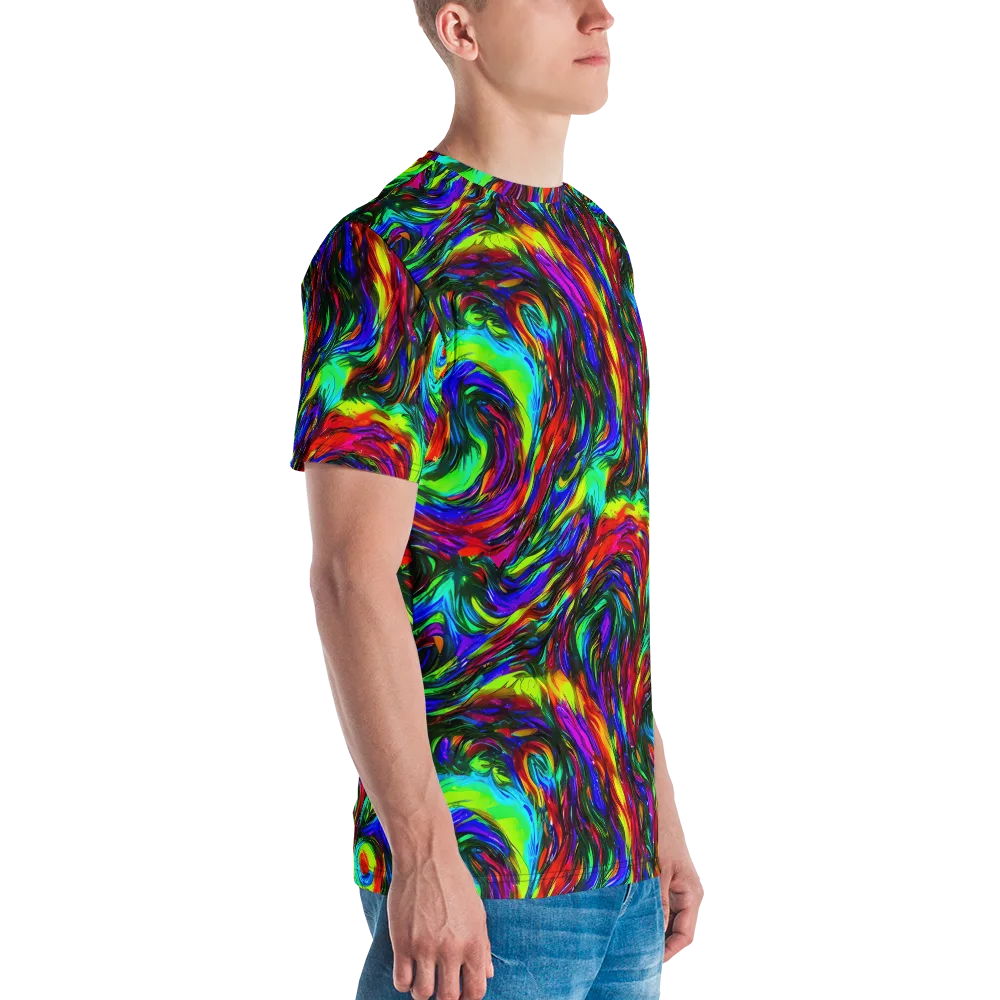 Calraet Swirl on Men's Crew Neck T-Shirt — Right