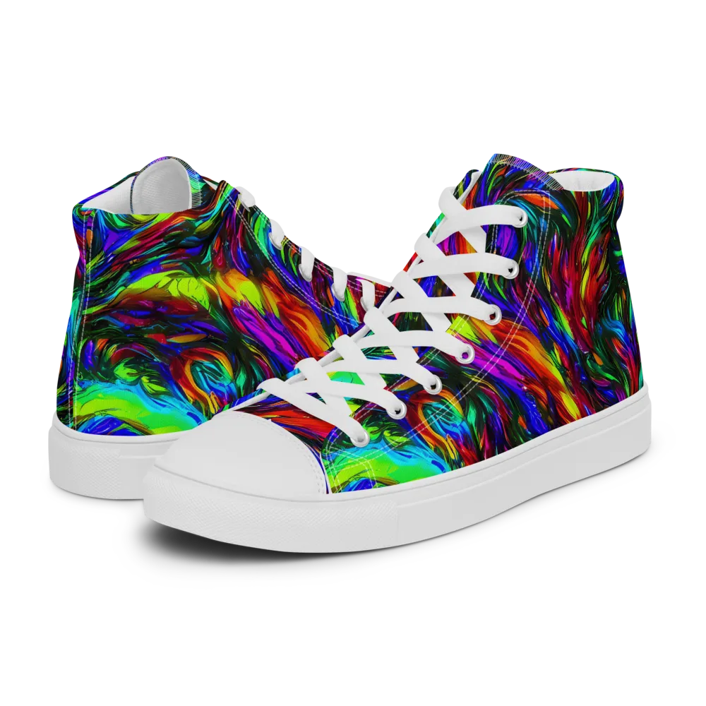 Calraet Swirl on Men's High Top Canvas Shoes — Left
