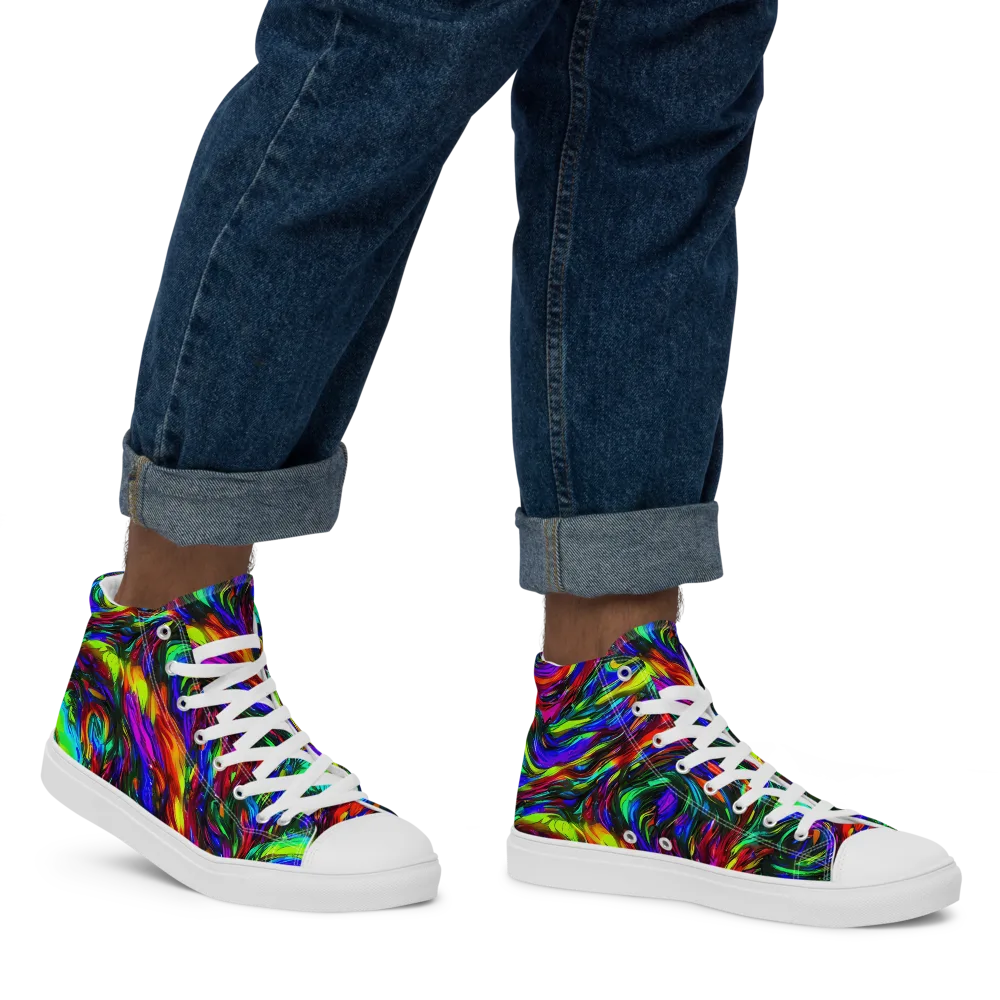 Calraet Swirl on Men's High Top Canvas Shoes — Right