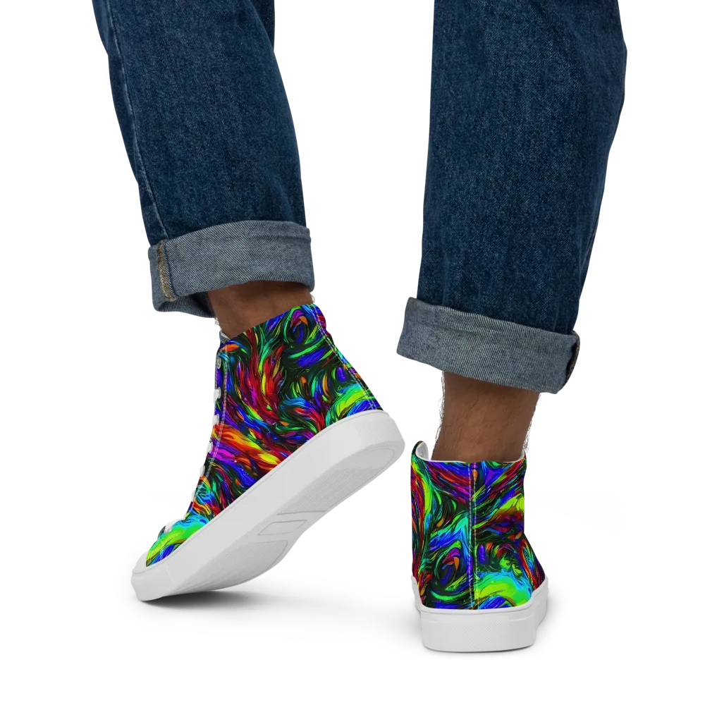 Calraet Swirl on Men's High Top Canvas Shoes — Back