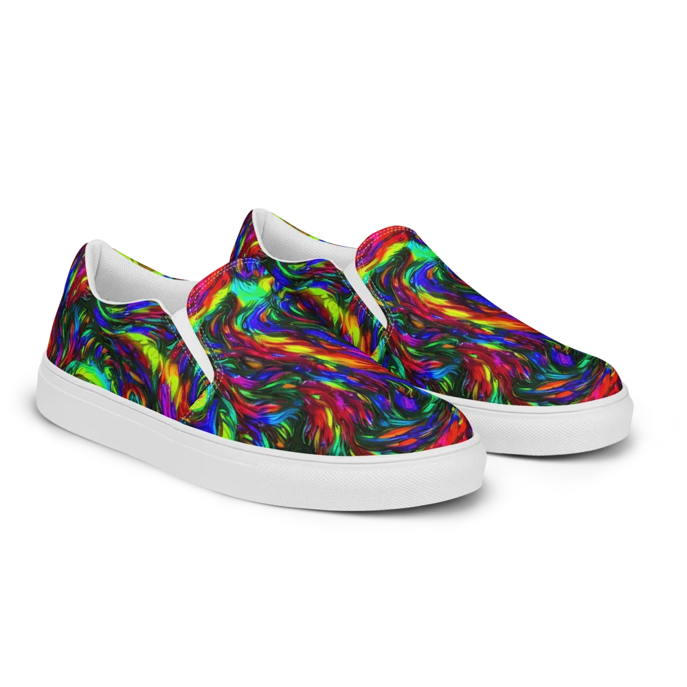 Calraet Swirl on Men's Slip-On Canvas Shoes — Right Front
