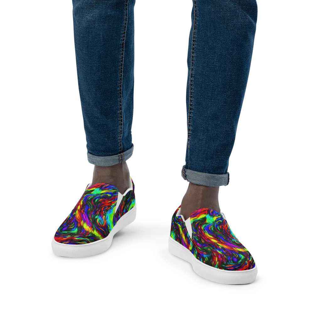 Calraet Swirl on Men's Slip-On Canvas Shoes — Front