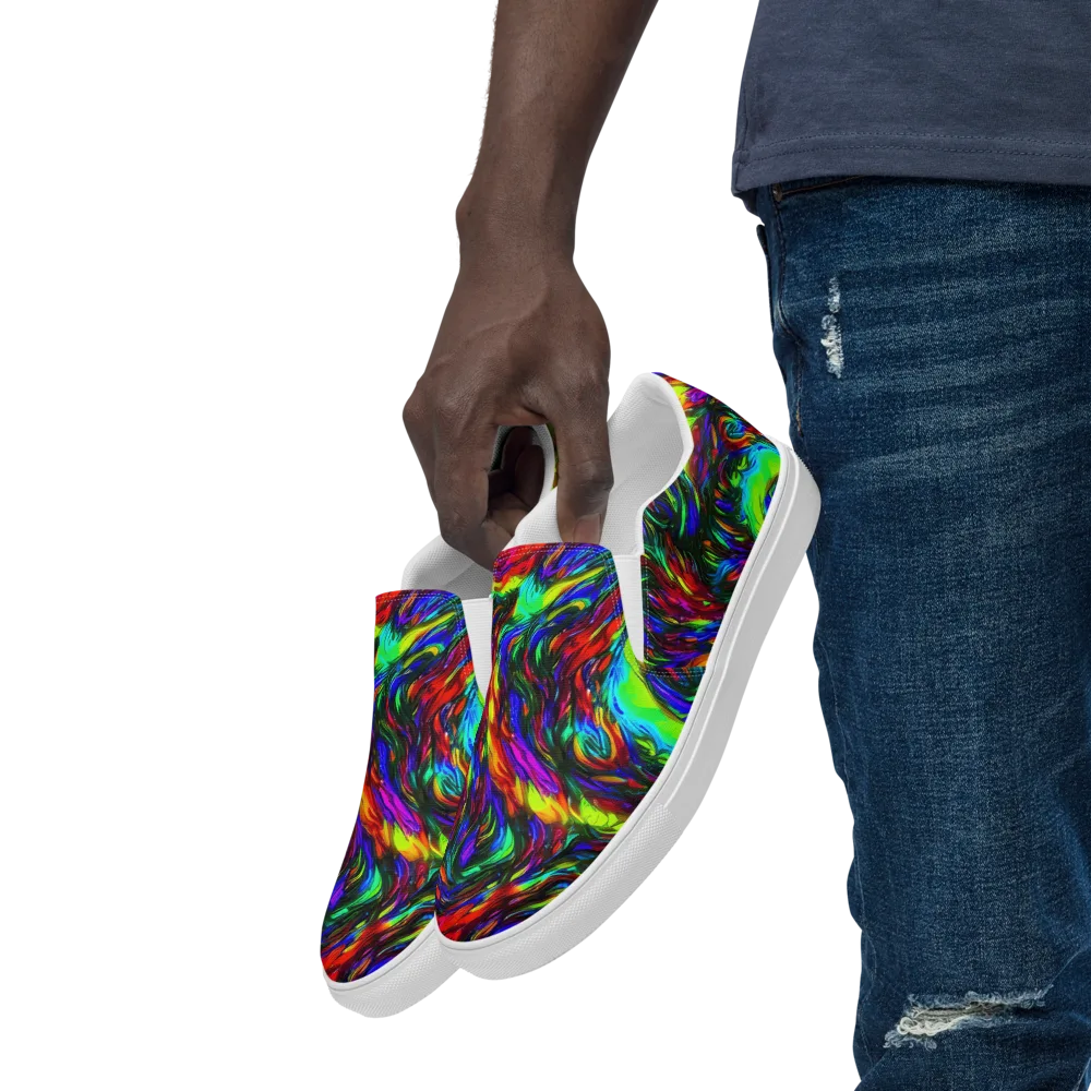 Calraet Swirl on Men's Slip-On Canvas Shoes — Left Front