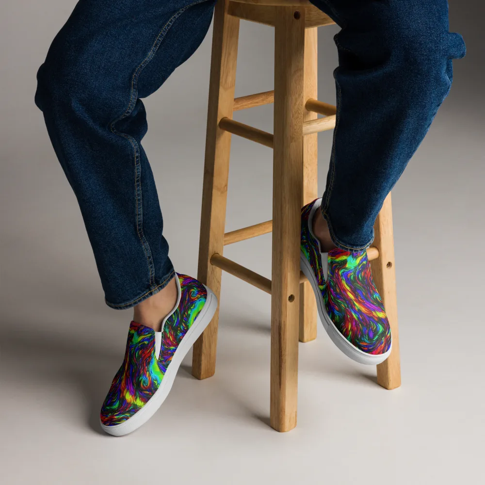 Calraet Swirl on Men's Slip-On Canvas Shoes — Front