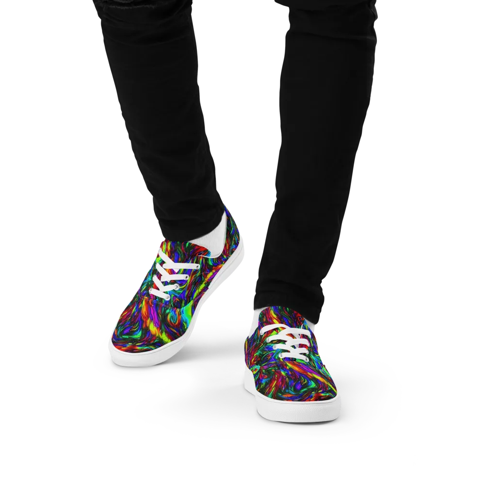 Calraet Swirl on Men's Lace-Up Canvas Shoes — Front
