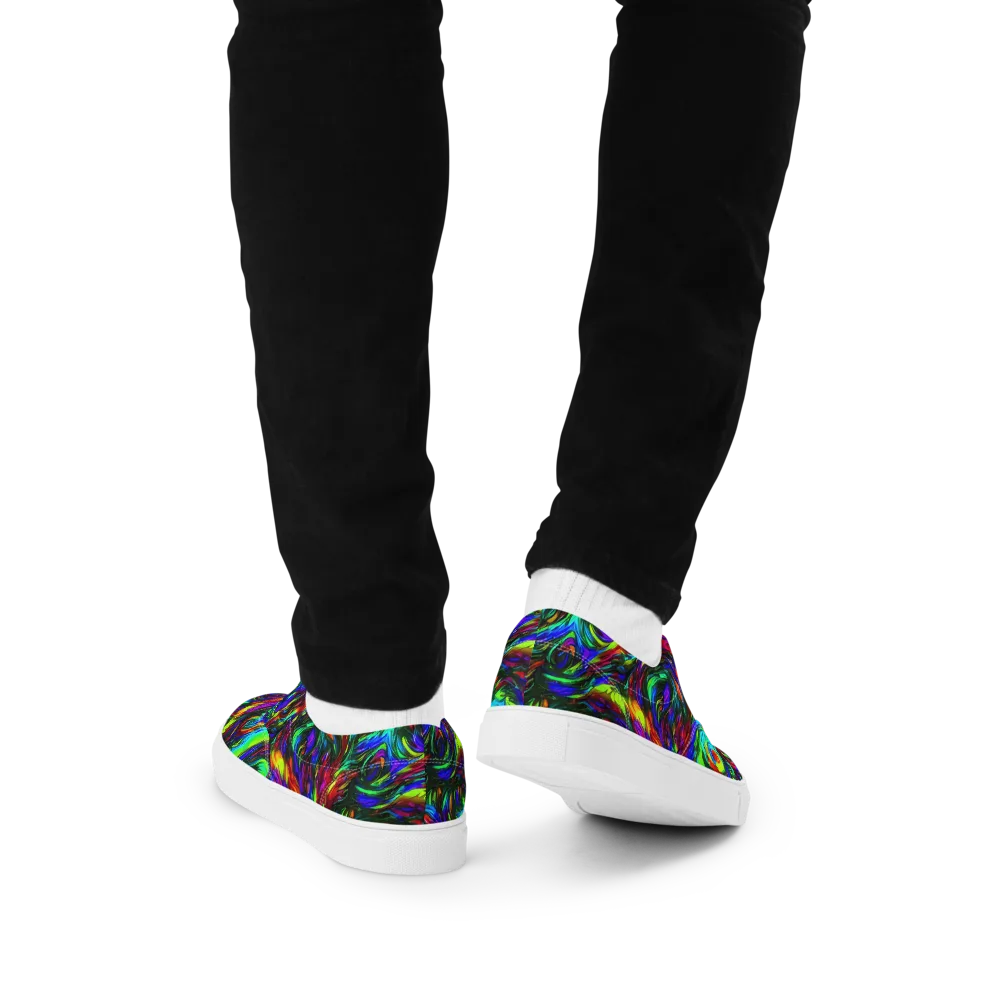 Calraet Swirl on Men's Lace-Up Canvas Shoes — Back