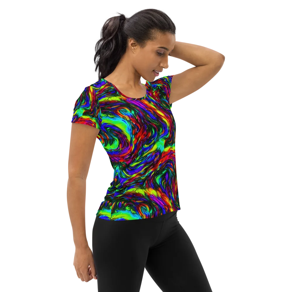 Calraet Swirl on Women's Athletic T-Shirt — Right