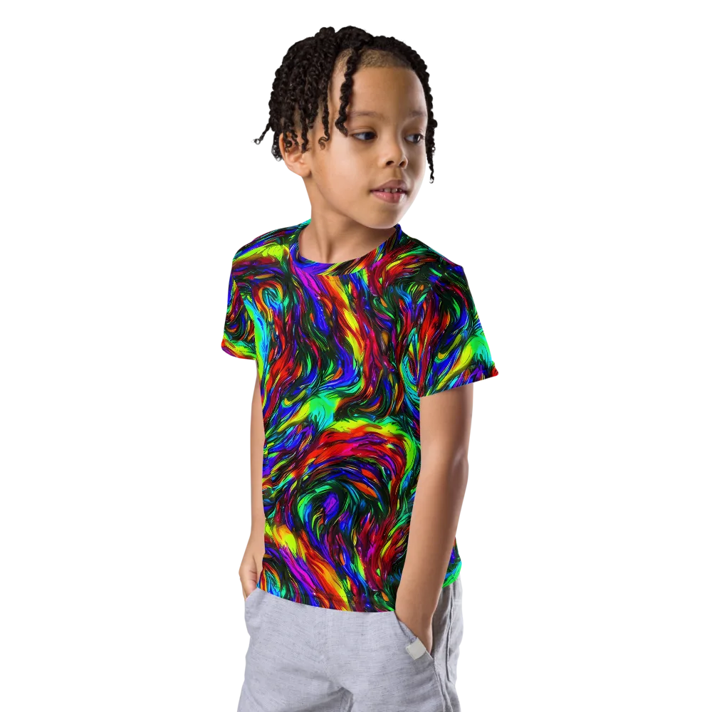 Calraet Swirl on Kids Crew Neck T-Shirt — Left Front