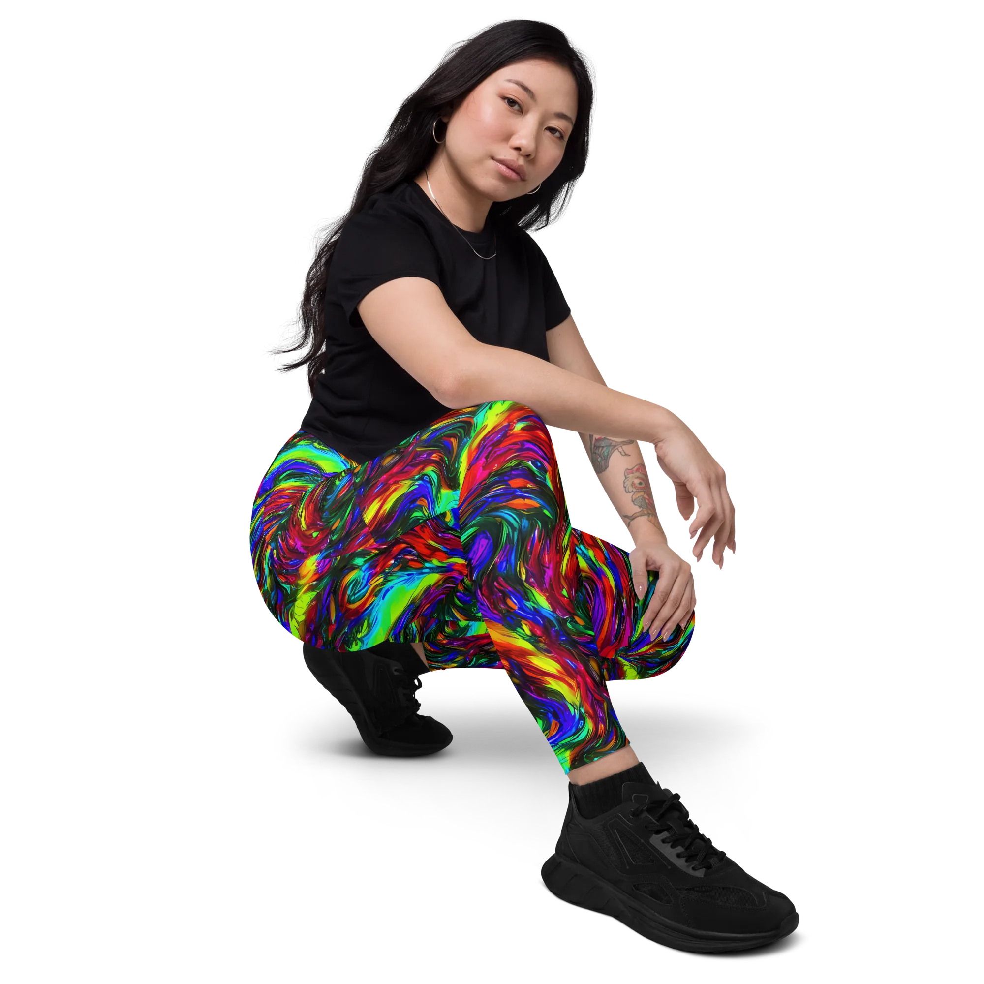 Calraet Swirl on Leggings with Pockets — Right Front
