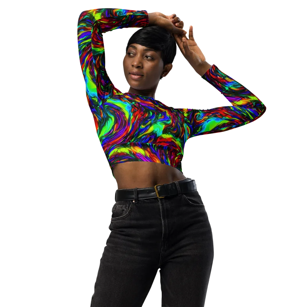 Calraet Swirl on Long Sleeve Crop Top — Front