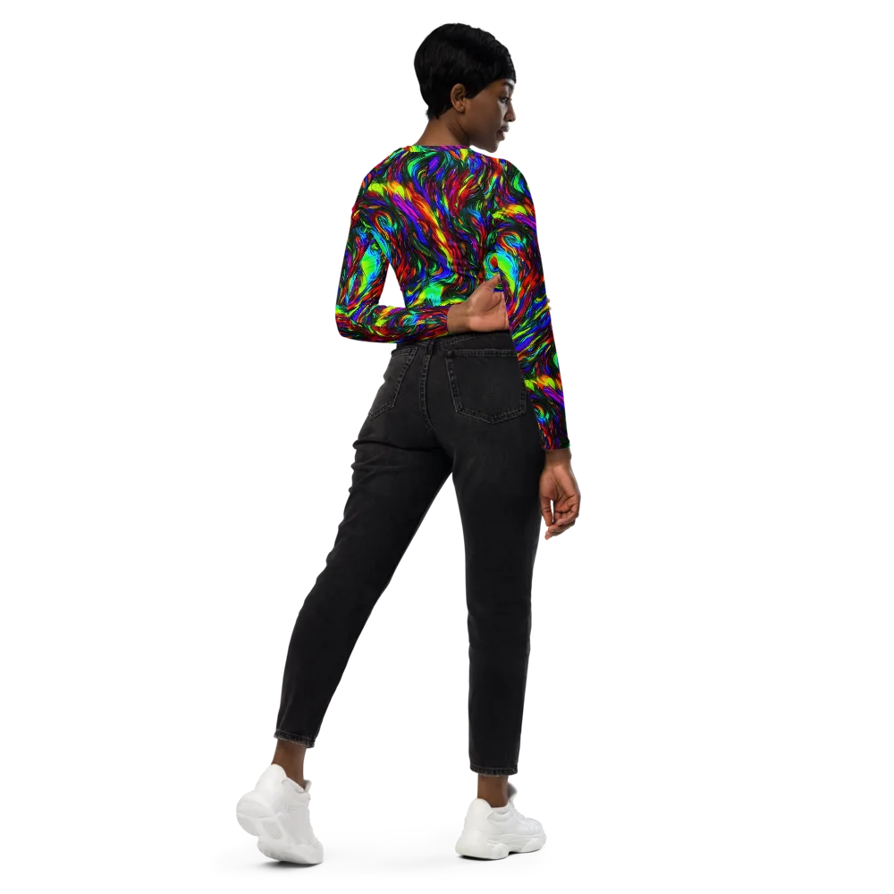 Calraet Swirl on Long Sleeve Crop Top — Right Back