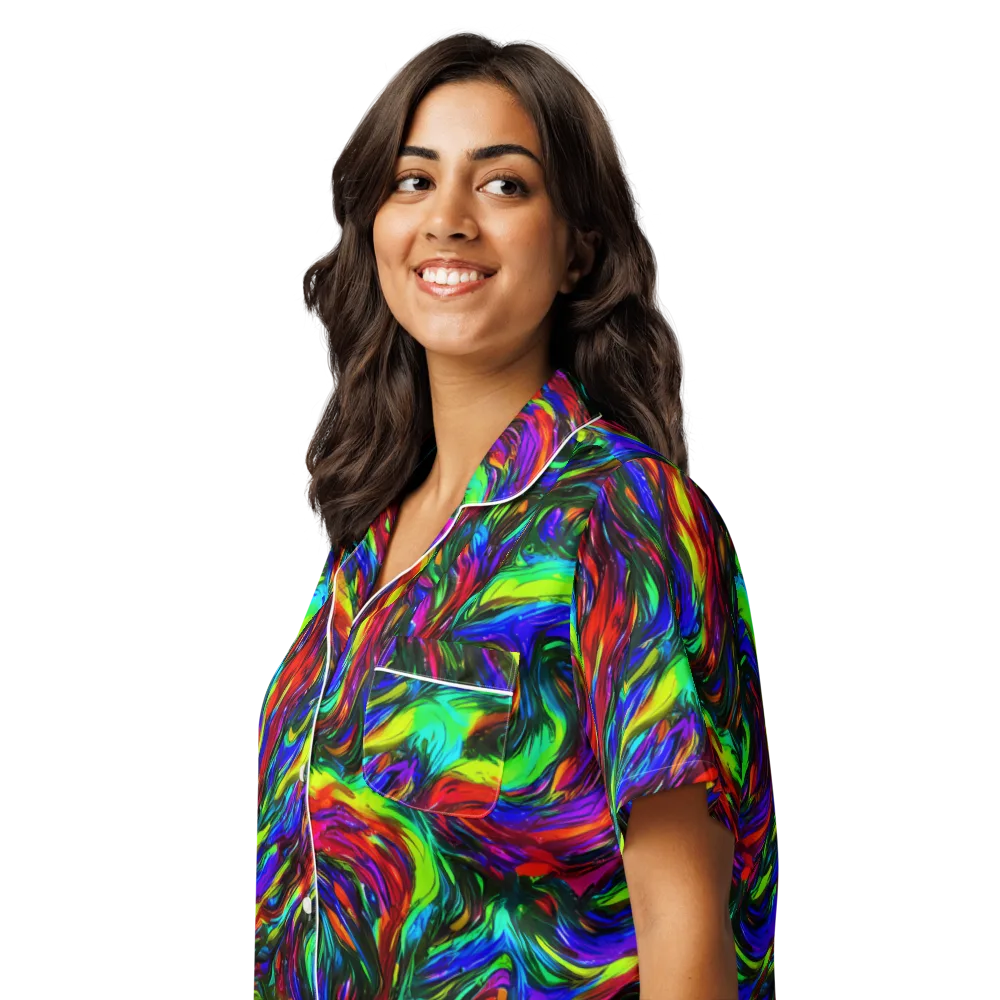 Calraet Swirl on Women's Short Sleeve Pajama Top — Left Front