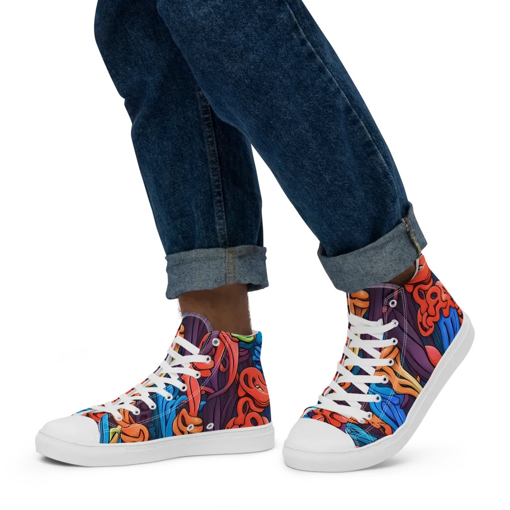 Tooker's Reverie on Men's High Top Canvas Shoes — Left