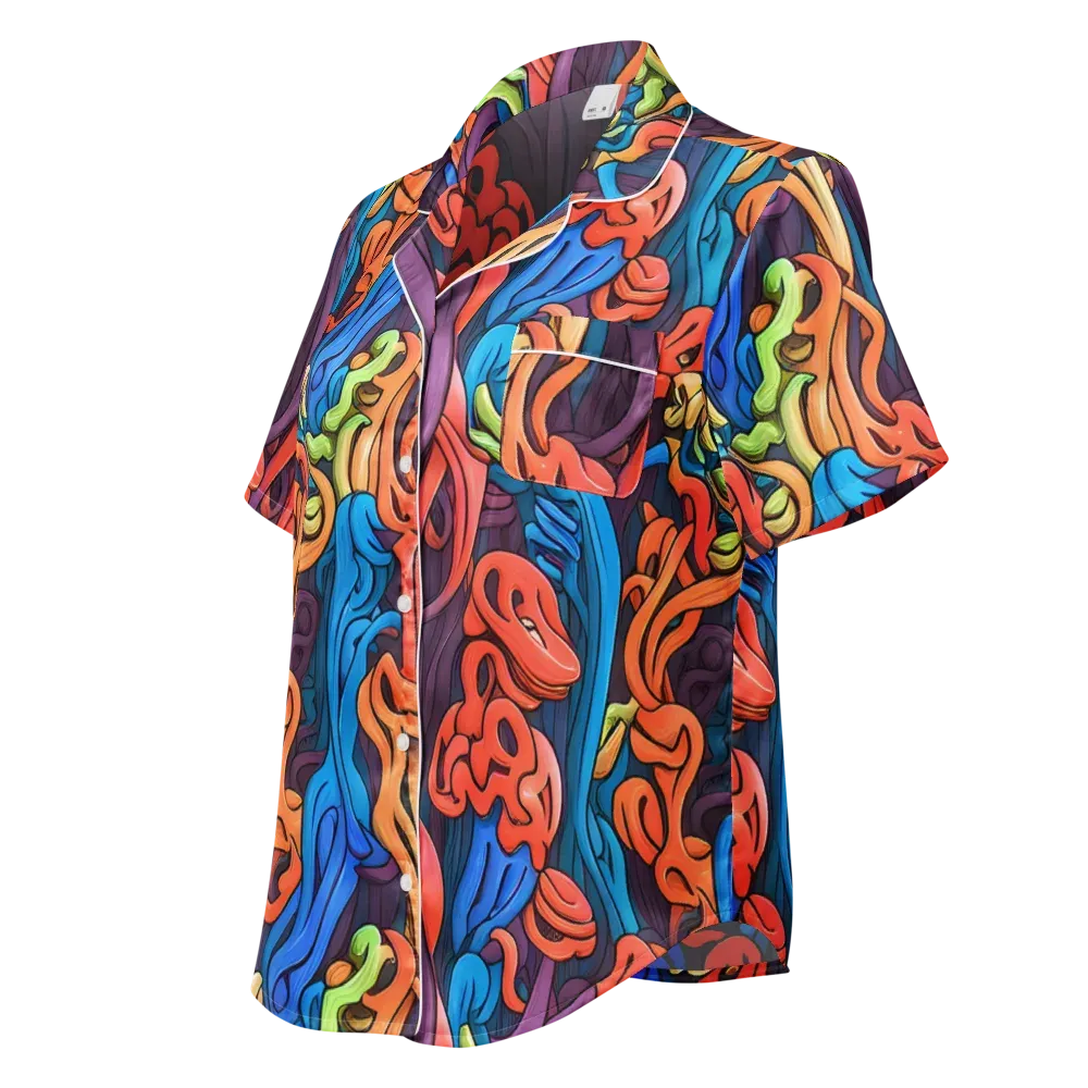 Tooker's Reverie on Women's Short Sleeve Pajama Top — Left Front