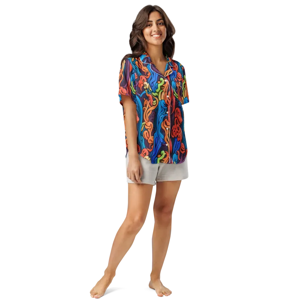 Tooker's Reverie on Women's Short Sleeve Pajama Top — Front