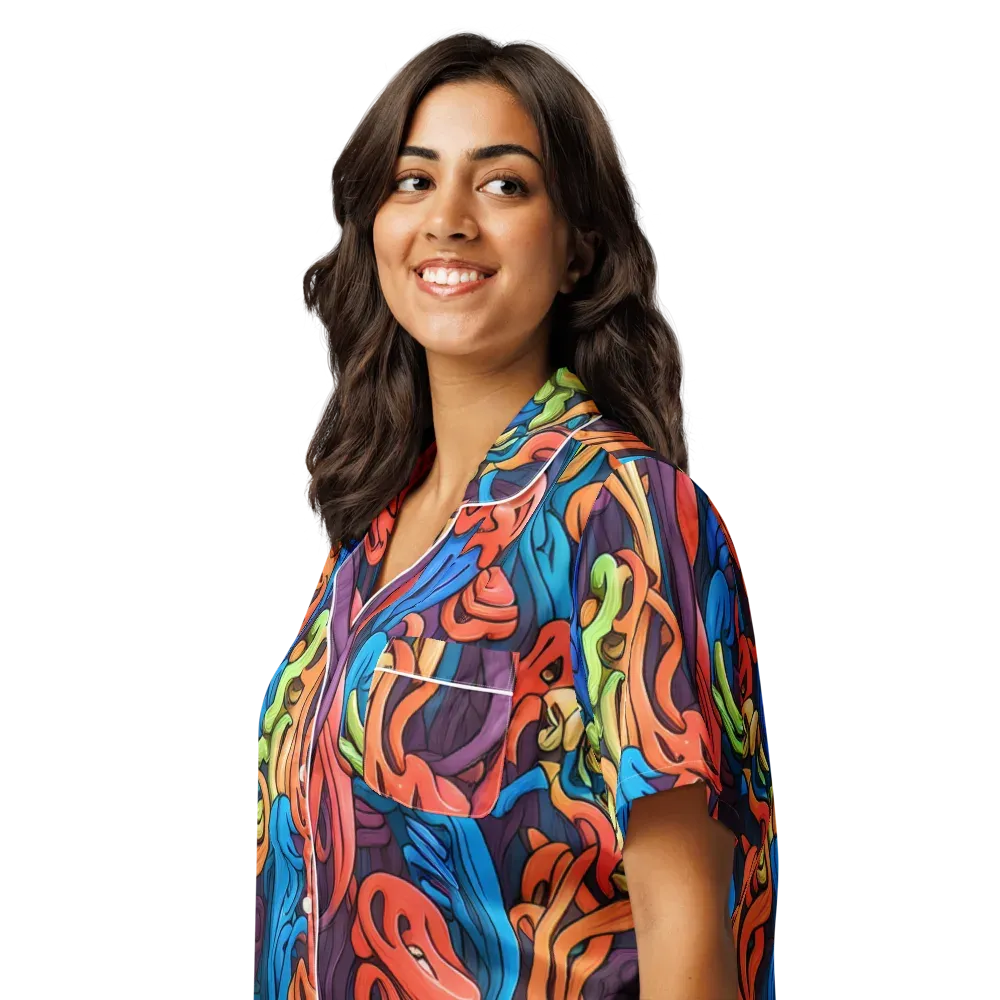 Tooker's Reverie on Women's Short Sleeve Pajama Top — Left Front