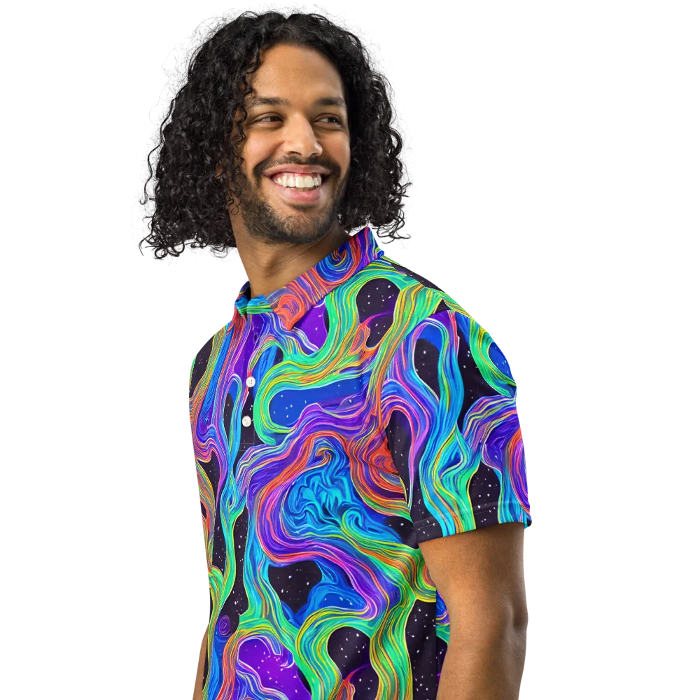 Infinite Chromatics on Men's Slim Fit Polo Shirt — Left Front