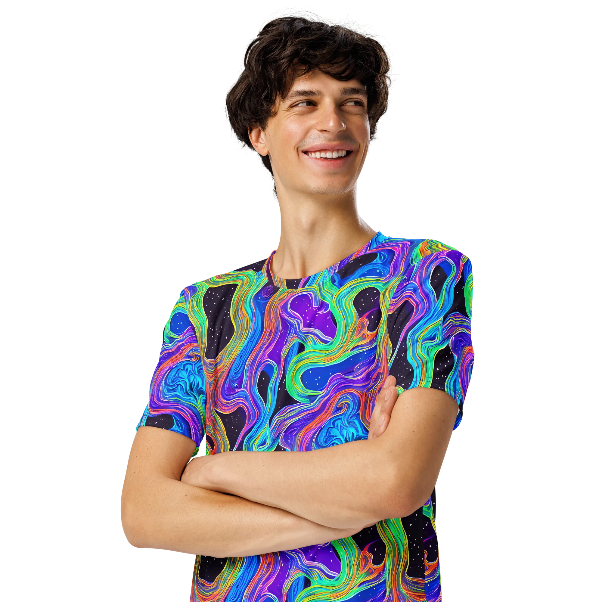 Infinite Chromatics on Men's Crew Neck T-Shirt — Left Front