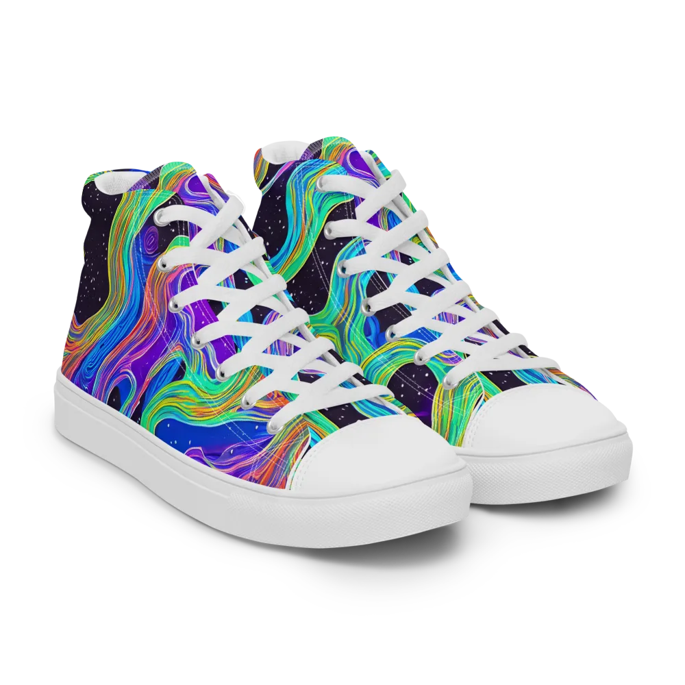Infinite Chromatics on Men's High Top Canvas Shoes — Right Front
