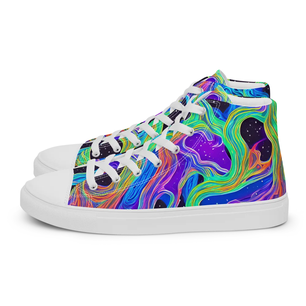Infinite Chromatics on Men's High Top Canvas Shoes — Left