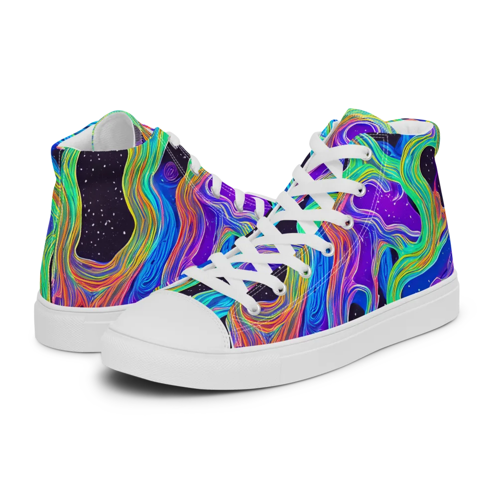 Infinite Chromatics on Men's High Top Canvas Shoes — Left