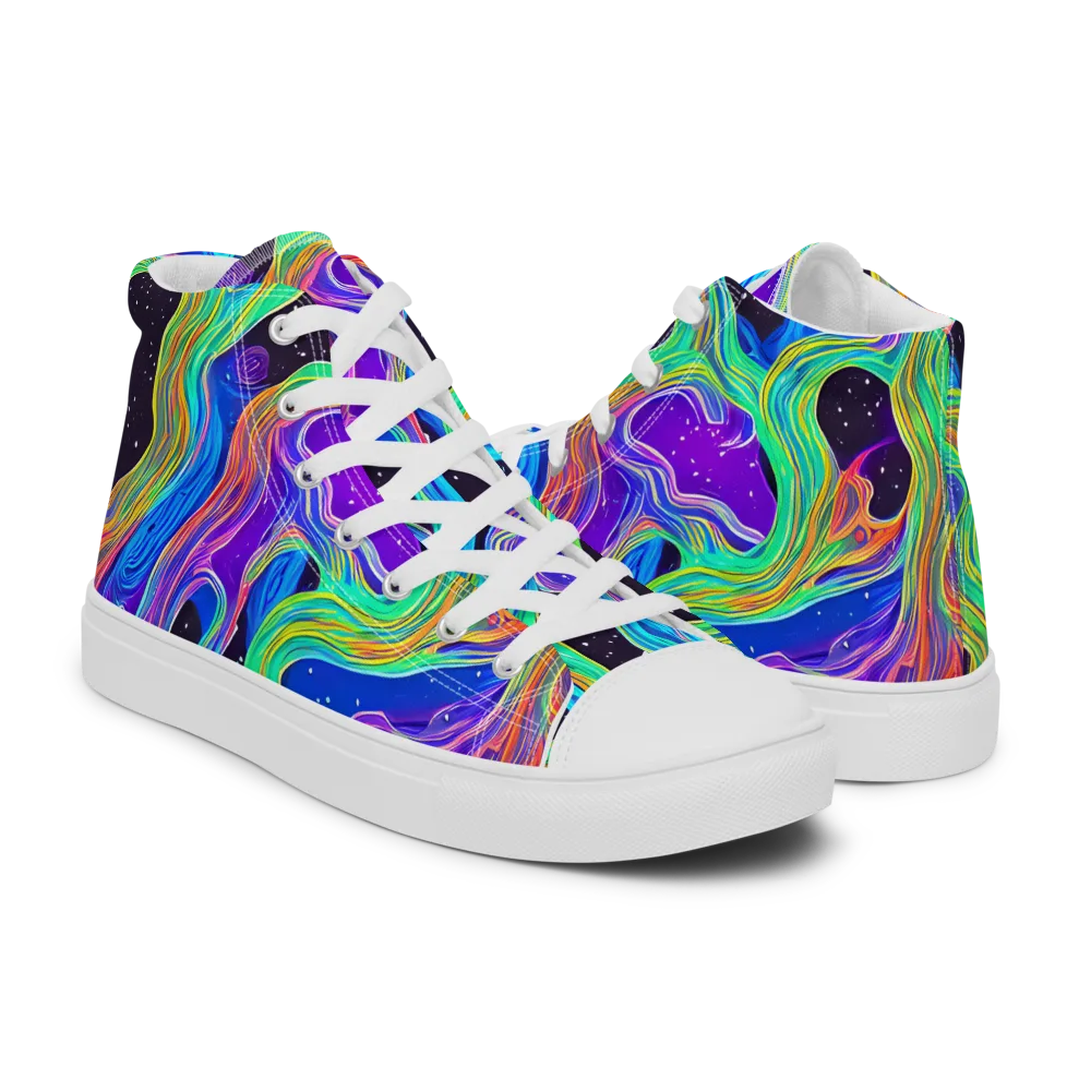 Infinite Chromatics on Men's High Top Canvas Shoes — Right