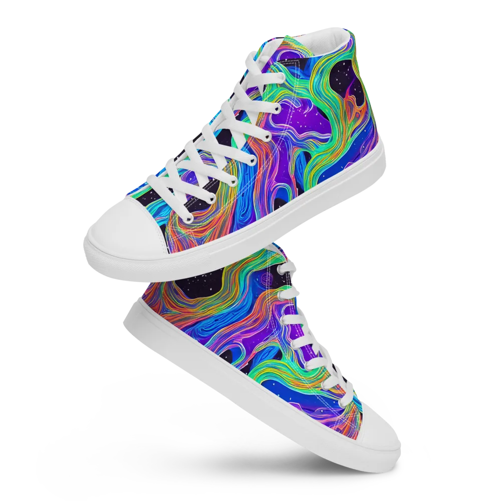 Infinite Chromatics on Men's High Top Canvas Shoes — Front