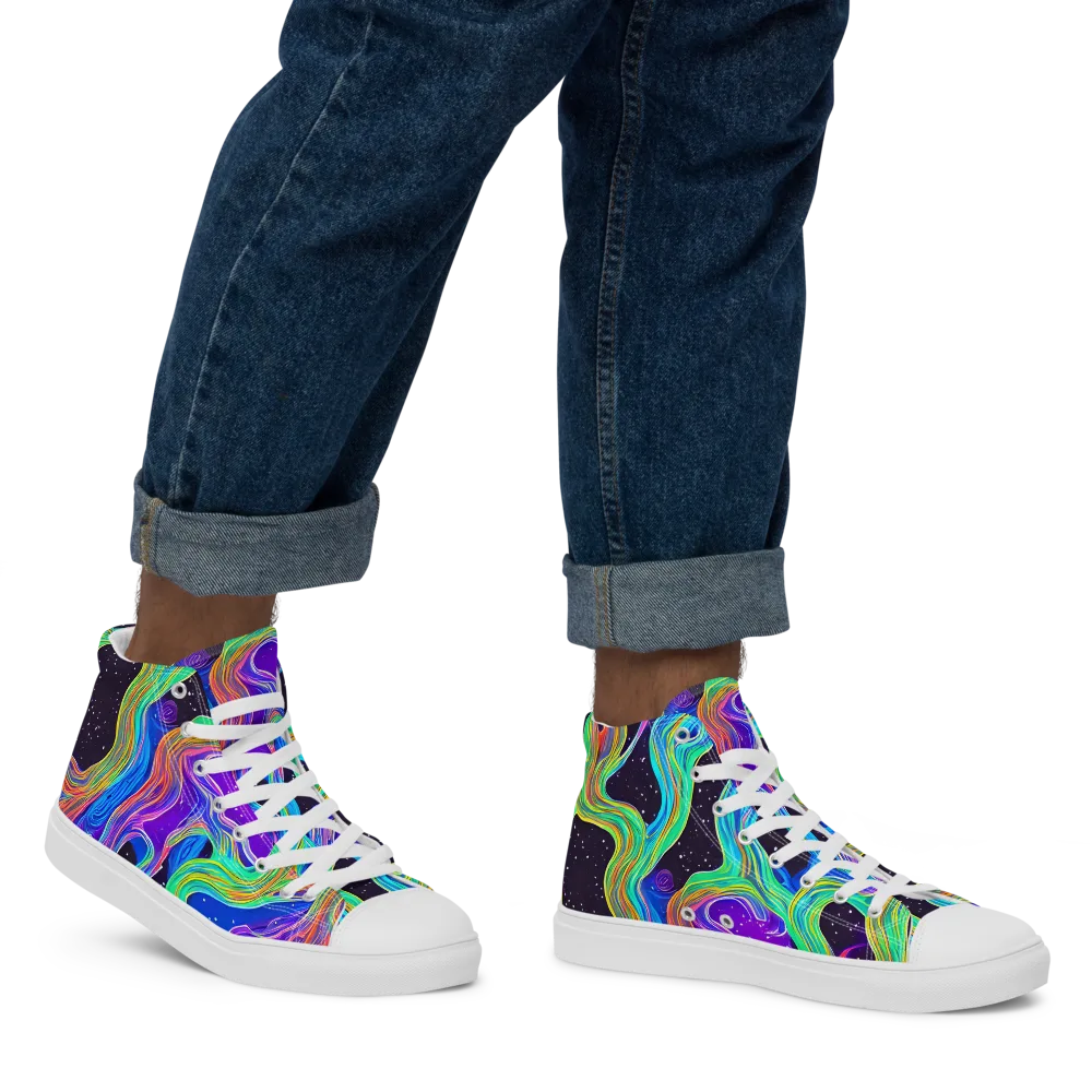 Infinite Chromatics on Men's High Top Canvas Shoes — Right