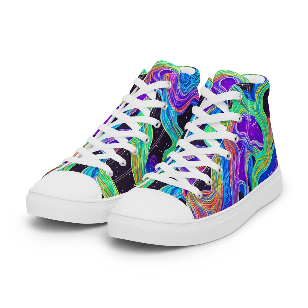 Infinite Chromatics on Women's High Top Canvas Shoes — Left Front