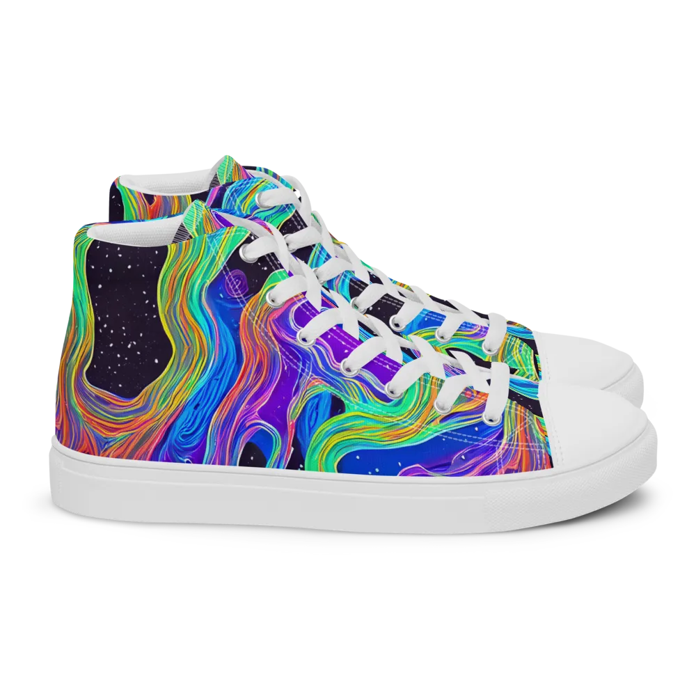 Infinite Chromatics on Women's High Top Canvas Shoes — Right